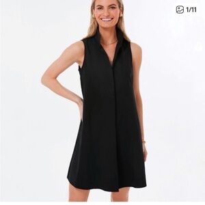 Tuckernuck woman’s black sleeveless shift dress buttons collar pockets  size XL